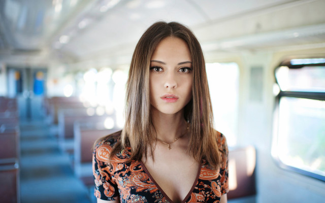 Train car woman portrait bokeh free wallpaper - medium preview image