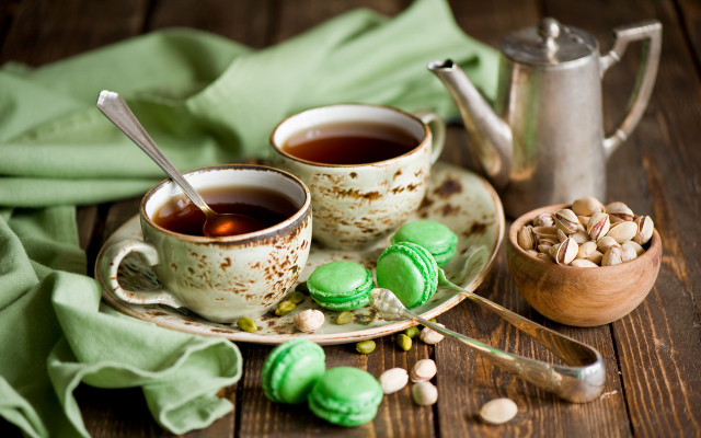 Tea cups cookies teapot food free wallpaper - medium preview image