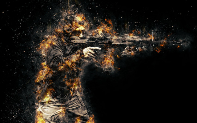Fire gun fireworks astronaut aliens free wallpaper - medium preview image