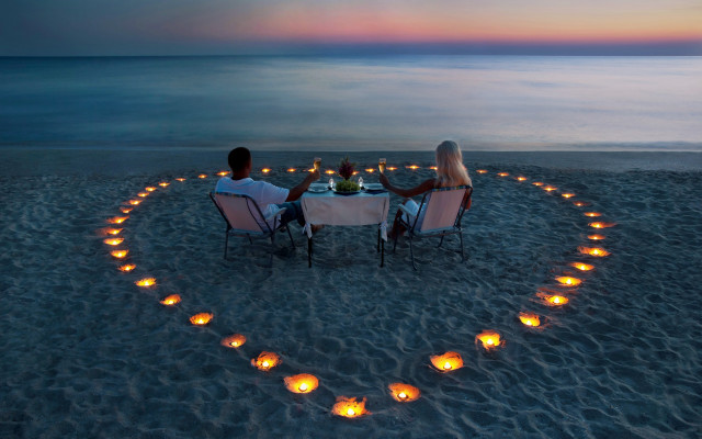 Romantic beach candles hologram autumn free wallpaper - medium preview image