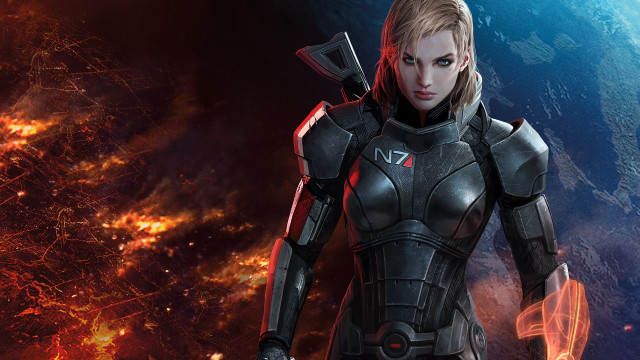 Futuristic suit woman planet fire free wallpaper - medium preview image