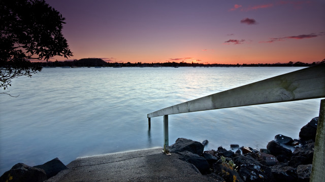 Dusk boat dock water sunset free wallpaper - medium preview image