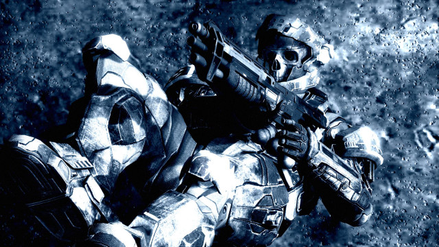 Futuristic suit man gun helmet free wallpaper - medium preview image