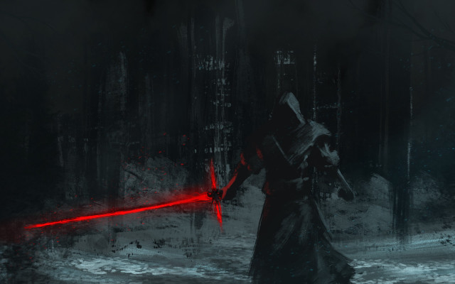 Man dark forest red lightsaber free wallpaper - medium preview image