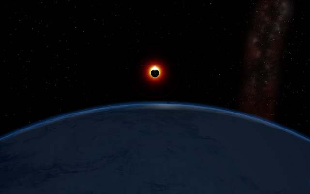 Black hole red sky space free wallpaper - medium preview image