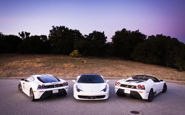 White sports cars dusk purple free wallpaper - medium preview image