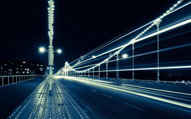 Long exposure night street lights free wallpaper - medium preview image