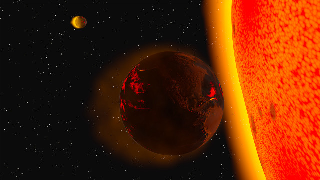 Red yellow planet moon star free wallpaper - medium preview image