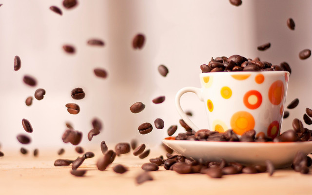 Coffee cup coffee beans conceptual free wallpaper - medium preview image