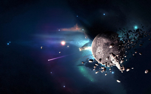 Space astronaut moon stars fireworks free wallpaper - medium preview image