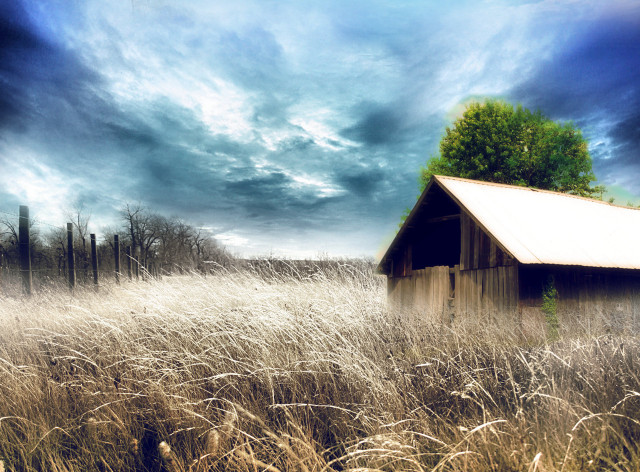 Barn tall grass cloudy sky free wallpaper - medium preview image