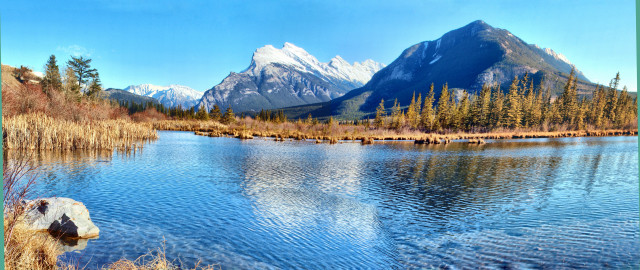 Mountain reflection lake city sky free wallpaper - medium preview image