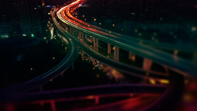 Highway night long exposure city free wallpaper - medium preview image