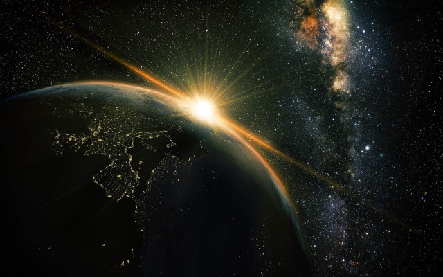Earth space bright star aurora #2 free wallpaper - medium preview image