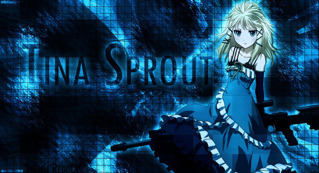 Girl gun blue background repeated free wallpaper - medium preview image