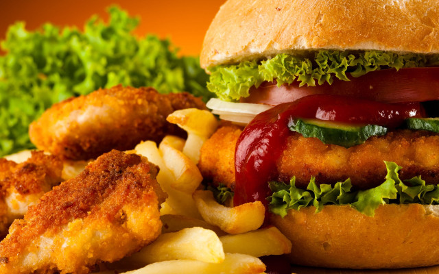 Chicken sandwich french fries autumn free wallpaper - medium preview image