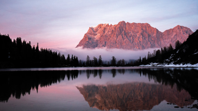 Mountain range reflection sunset forest free wallpaper - medium preview image