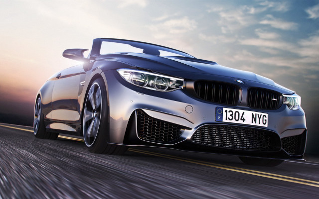 Silver car driving road sky free wallpaper - medium preview image