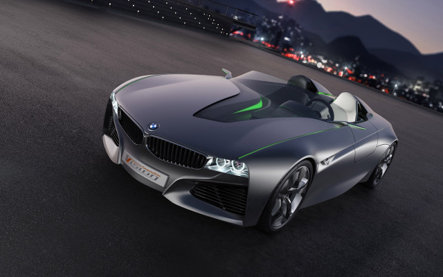 Futuristic car night city green free wallpaper - medium preview image