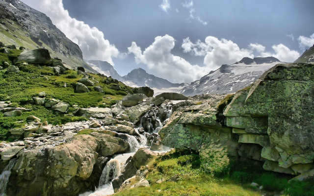 Lush green valley stream mountains #3 free wallpaper - medium preview image