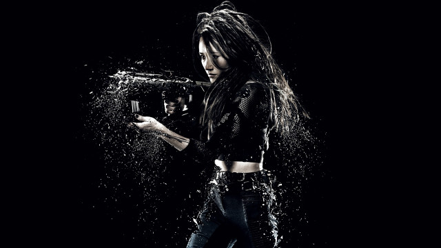 Woman water splash black background free wallpaper - medium preview image