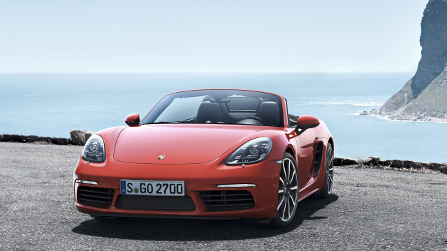 Red sports car ocean cliff #2 free wallpaper - medium preview image