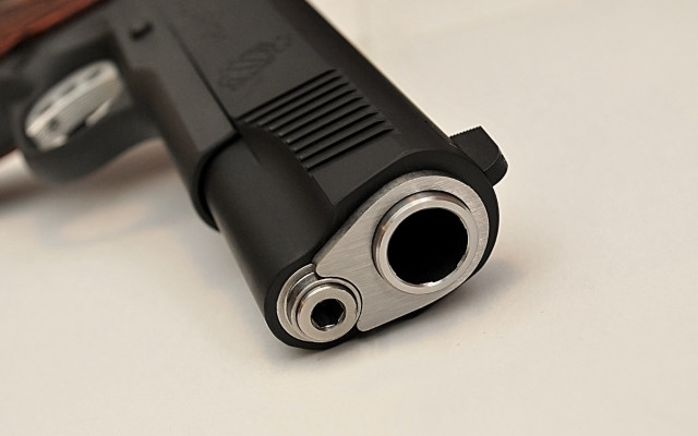 Gun wooden barrel white surface free wallpaper - medium preview image