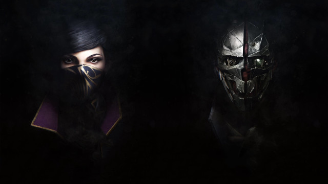 Masked figures dark room concept free wallpaper - medium preview image