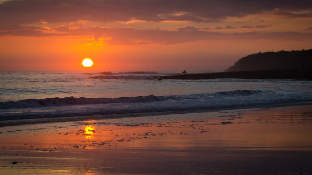 Sunset ocean beach dusk immpressionist free wallpaper - medium preview image