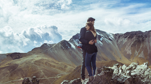 Woman mountain top backpack outdoor free wallpaper - medium preview image