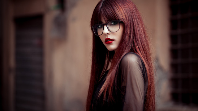 Red haired glasses gothic portrait free wallpaper - medium preview image
