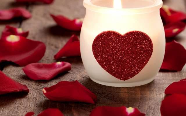 Candle heart rose petals romantic free wallpaper - medium preview image