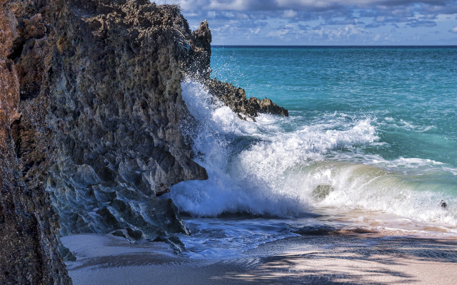 Wave cliffs beach surfer ocean free wallpaper - medium preview image