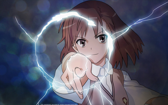 Girl pointing lightning sky hand free wallpaper - medium preview image