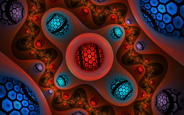 Red blue psychedelic fractals fence free wallpaper - medium preview image