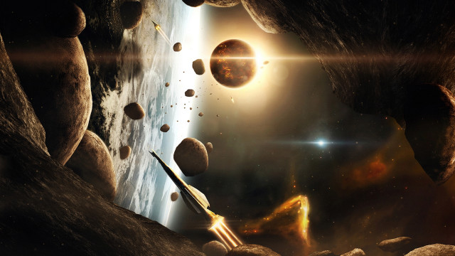 Space planet fork sun stars free wallpaper - medium preview image