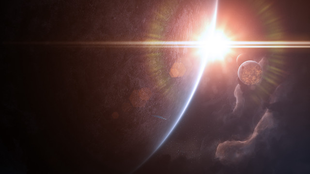 Sunshine clouds space station distant free wallpaper - medium preview image