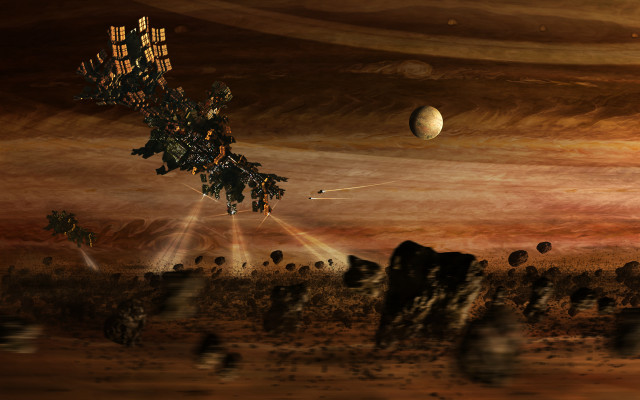 Space station desert planet star free wallpaper - medium preview image