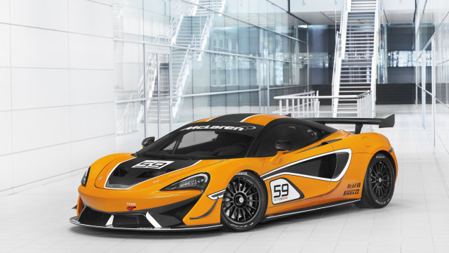 Sports car building staircase white free wallpaper - medium preview image
