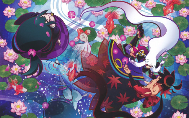 Woman man pond flowers water free wallpaper - medium preview image