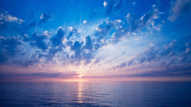 Sunset ocean clouds horizon beach free wallpaper - medium preview image