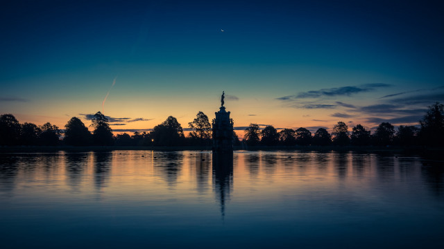 Lake clocktower sunset plane wren free wallpaper - medium preview image