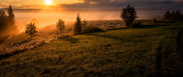 Sunset mountain forest river sky free wallpaper - medium preview image