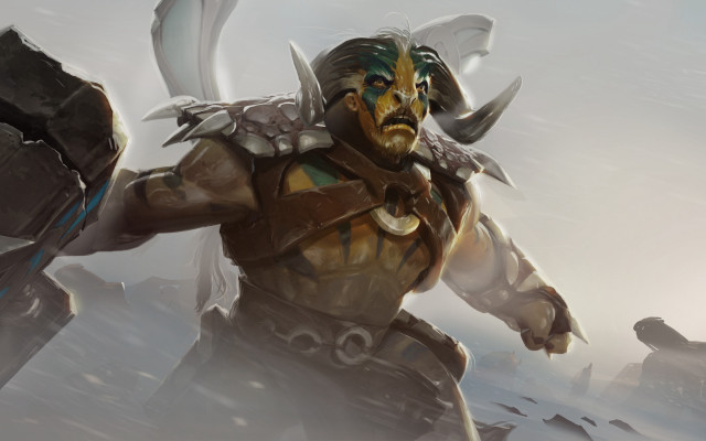 Man axe helmet snowy landscape free wallpaper - medium preview image