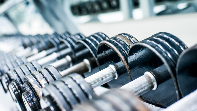 Dumbbells gym rack blurry bokeh free wallpaper - medium preview image