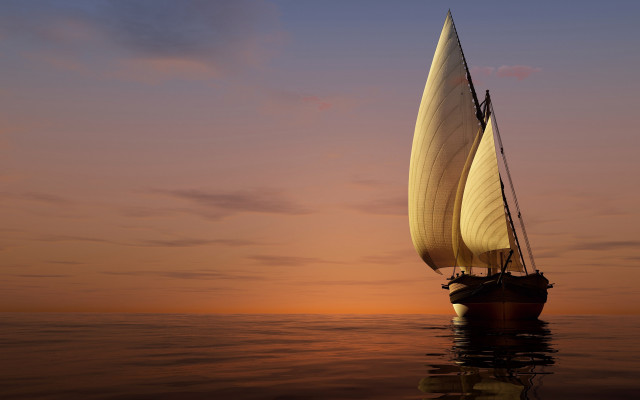 Sailboat ocean sunset pink sky free wallpaper - medium preview image