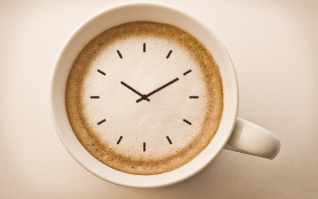 Coffee clock on table morning free wallpaper - medium preview image