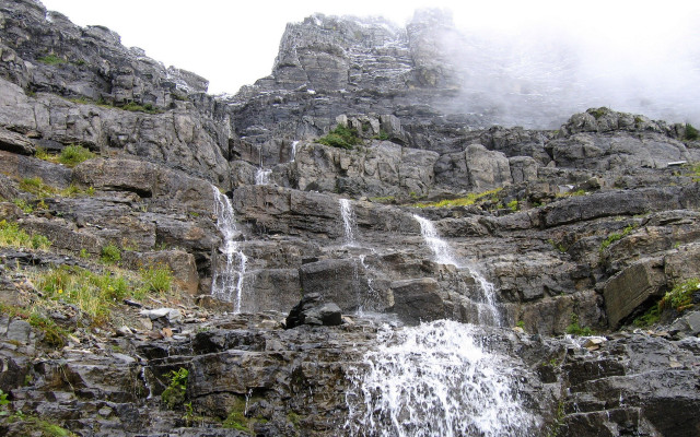Waterfall rocky nature matte painting free wallpaper - medium preview image