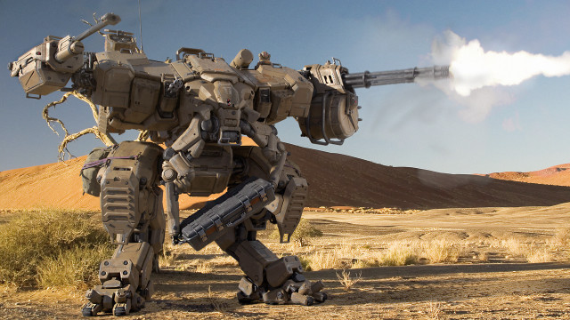 Giant robot desert mountain sky free wallpaper - medium preview image
