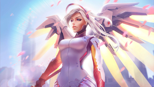 Woman bird wings city sky #2 free wallpaper - medium preview image